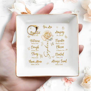 You Are Beautiful Amazing Victorious - Personalized Custom Jewelry Dish, Square Ceramic Dish - DAU196_SCRD