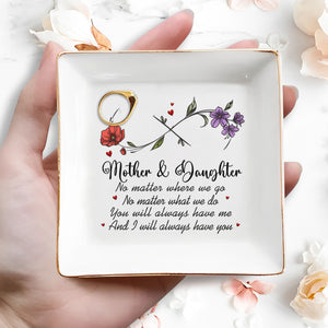 Mother & Daughter Always Together - Personalized Custom Jewelry Dish, Square Ceramic Dish - DAU199_SCRD