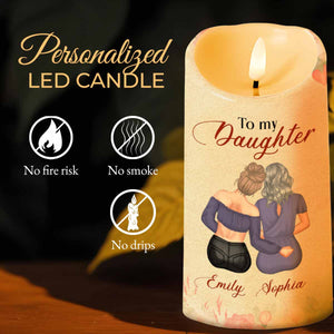 To My Daughter, Love Mom, Flowers - Personalized Custom LED Candle - DAU204_LECA