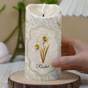 To My Beautiful Daughter, Flowers Love Message - Personalized Custom LED Candle - DAU274_LECA