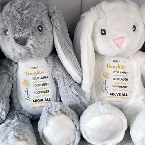 To My Daughter Bunny, Your Laugh Makes Me Smile - Personalized Stuffed Bunny - DAU299_BUN