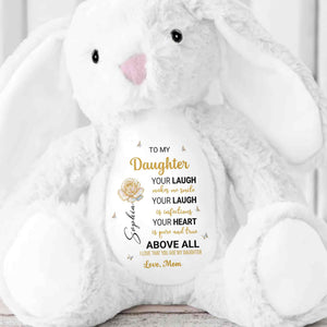 To My Daughter Bunny, Your Laugh Makes Me Smile - Personalized Stuffed Bunny - DAU299_BUN
