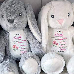 To My Daughter, Straighten Your Crown, Flowers and Love - Personalized Stuffed Bunny - DAU304_BUN