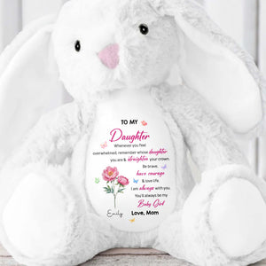 To My Daughter, Straighten Your Crown, Flowers and Love - Personalized Stuffed Bunny - DAU304_BUN