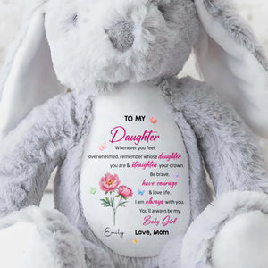 To My Daughter, Straighten Your Crown, Flowers and Love - Personalized Stuffed Bunny - DAU304_BUN