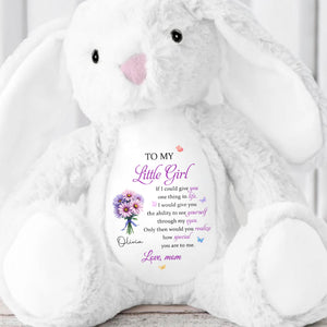 To My Little Girl With Love, Flowers - Personalized Stuffed Bunny - DAU311_BUN