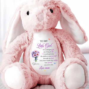 To My Little Girl With Love, Flowers - Personalized Stuffed Bunny - DAU311_BUN
