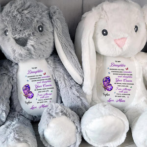 To My Daughter, Straighten Your Crown Butterfly - Personalized Stuffed Bunny - DAU317_BUN