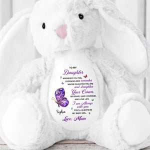 To My Daughter, Straighten Your Crown Butterfly - Personalized Stuffed Bunny - DAU317_BUN