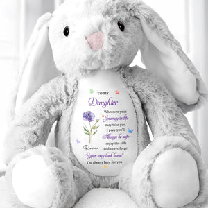 To My Daughter Bunny With Flower - Personalized Stuffed Bunny - DAU320_BUN