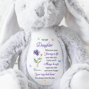 To My Daughter Bunny With Flower - Personalized Stuffed Bunny - DAU320_BUN