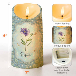 To My Daughter On Your Wedding Day Birth Month Flower And Butterflies - Personalized Custom LED Candle - DAU322_LECA