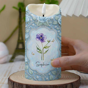 To My Daughter On Your Wedding Day Birth Month Flower And Butterflies - Personalized Custom LED Candle - DAU322_LECA