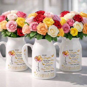 To My Daughter Better Than Being Your Mother Flower And Butterfly - Personalized Ceramic Flower Vase