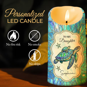 To My Daughter On Your Wedding Day Sea Turtle Family Mosaic - Personalized Custom LED Candle - DAU451_LECA