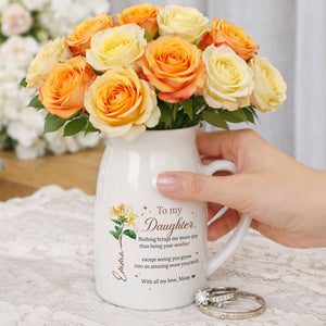 To My Daughter Nothing Brings Me More Joy With Birth Month Flowers - Personalized Ceramic Flower Vase