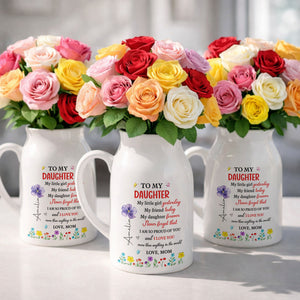 To My Daughter My Little Girl Yesterday Birth Month Flowers - Personalized Ceramic Flower Vase