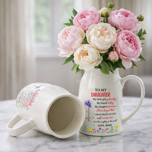 To My Daughter My Little Girl Yesterday Birth Month Flowers - Personalized Ceramic Flower Vase