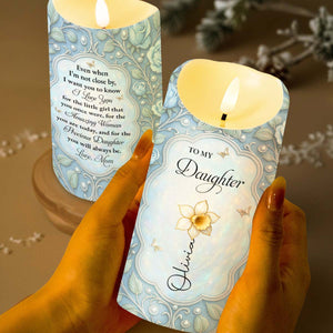 To My Daughter I Love You Flower And Butterfly Frame - Personalized Custom LED Candle - DAU565_LECA
