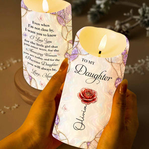 To My Daughter I Love You Birth Month Flower Butterflies - Personalized Custom LED Candle - DAU572_LECA