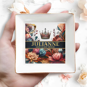 Queen Flowers - Personalized Custom Jewelry Dish - DG007_SCRD