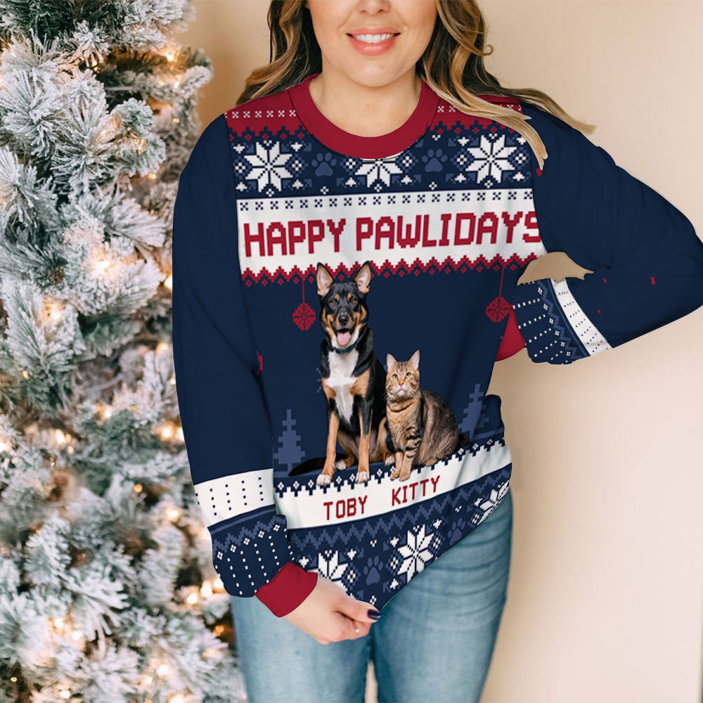 Pawlidays With Fur Babies Cartoon Photo - Personalized All-Over-Print Sweatshirt