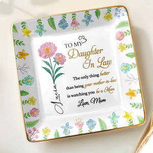 To My Daughter In Law, Watching You Be A Mom - Personalized Custom Jewelry Dish, Ceramic Dish, Square Shape - DILA008_SCRF
