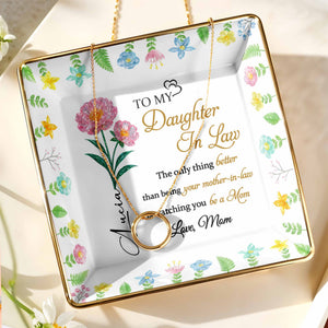 To My Daughter In Law, Watching You Be A Mom - Personalized Custom Jewelry Dish, Ceramic Dish, Square Shape - DILA008_SCRF