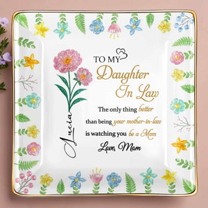 To My Daughter In Law, Watching You Be A Mom - Personalized Custom Jewelry Dish, Ceramic Dish, Square Shape - DILA008_SCRF