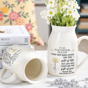 To My Daughter-In-Law, Thank You For Loving My Son - Personalized Ceramic Flower Vase