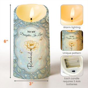 To My Daughter In Law, Blessing, Flowers And Butterfly - Personalized Custom LED Candle - DILA013_LECA
