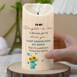 To My Daughter-In-Law, Butterflies and Flowers - Personalized Custom LED Candle - DILA019_LECA