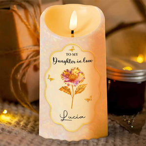 To My Daughter-in-Law, Beautiful Floral and Butterfly Design - Personalized Custom LED Candle - DILA020_LECA