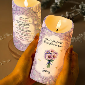 To My Beloved Daughter In Law, Flowers And Hearts - Personalized Custom LED Candle - DILA027_LECA