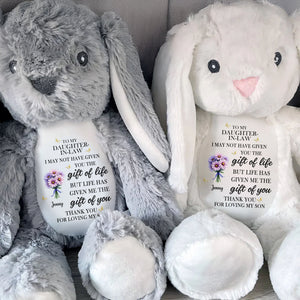 To My Daughter In Law Life Has Given Me The Gift Of You Flowers - Personalized Stuffed Bunny - DILA034_BUN