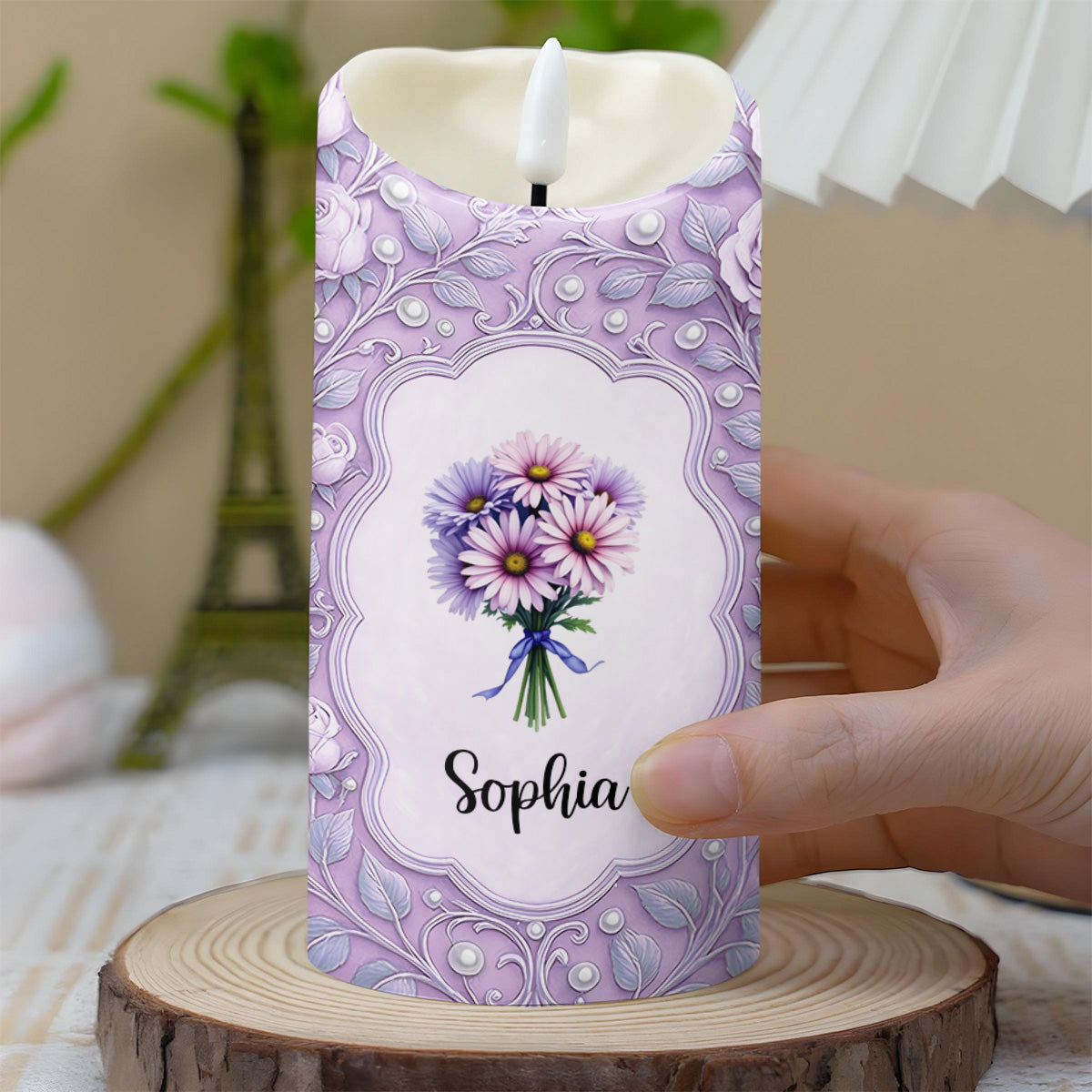 To My Daughter-In-Law, Flowers Custom LED Candle - Personalized Custom LED Candle - DILA043_LECA