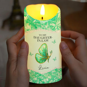 To My Daughter-In-Law, Loving Gift With Butterfly And Flowers - Personalized Custom LED Candle - DILA051_LECA