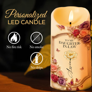 To My Daughter-In-Law, Thank You For Loving My Son - Personalized Custom LED Candle - DILA052_LECA