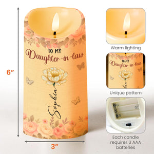 To My Daughter-In-Law, Thank You, Flowers and Butterflies - Personalized Custom LED Candle - DILA071_LECA