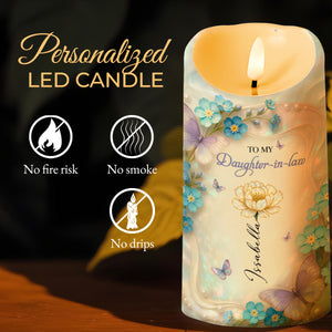 Thank You For Loving My Son, Butterflies And Flowers - Personalized Custom LED Candle - DILA077_LECA