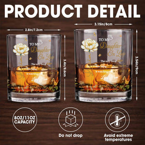 To My Daughter In Law Better Than Mother In Law Birth Month Flowers - Personalized Custom Whiskey Glass - DILA079_RWG