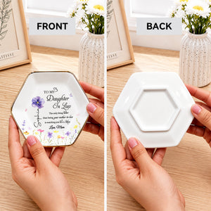 To My Daughter In Law Better Than Mother In Law Birth Month Flower - Personalized Custom Jewelry Dish, Ceramic Dish, Hexagonal Shape - DILA091_HECRD