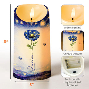 To My Daughter In Law Life Has Given Me The Gift Of You Blue Flower - Personalized Custom LED Candle - DILA105_LECA