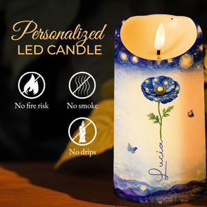 To My Daughter In Law Life Has Given Me The Gift Of You Blue Flower - Personalized Custom LED Candle - DILA105_LECA
