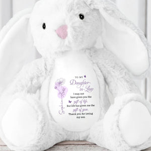 To My Daughter In Law Gift Of You Flower Butterfly - Personalized Stuffed Bunny - DILA108_BUN