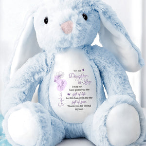 To My Daughter In Law Gift Of You Flower Butterfly - Personalized Stuffed Bunny - DILA108_BUN