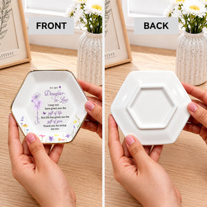 To My Daughter In Law Life Has Given Me The Gift Of You Birth Month Flowers - Personalized Custom Jewelry Dish, Ceramic Dish, Hexagonal Shape - DILA108_HECRD