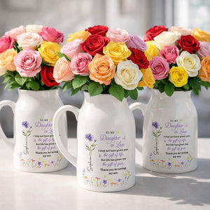 To My Daughter In Law Gift Of You Birth Month Flowers - Personalized Ceramic Flower Vase