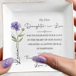 My Dear Daughter In Law Flower Mural Of Happiness Ceramic Dish - Personalized Custom Jewelry Dish, Square Ceramic Dish - DILA228_SCRD