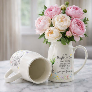 To My Daughter In Law Thank You Birth Month Flower Garden - Personalized Ceramic Flower Vase